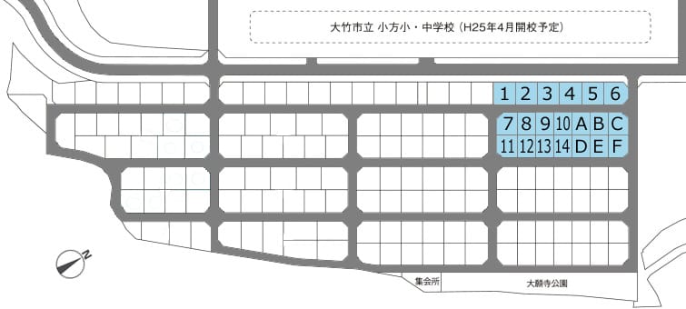 大竹市 大願寺タウンの区画図